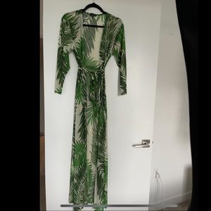 Long maxi sage green wrap dress size M